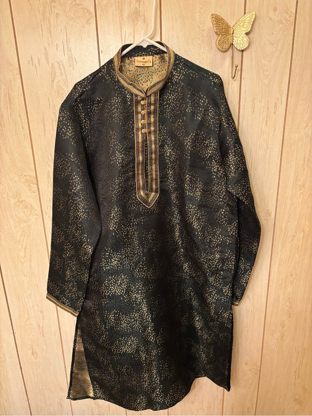 Embroidered Dark Green & Black & Gold Kurta Tunic